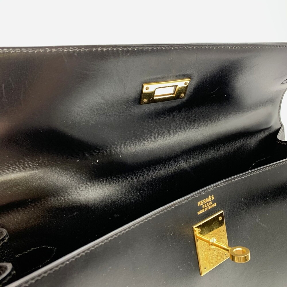 HERMES Kelly 32 Handbag, Sellier stitching, ○Y stamp, Box calf leather, Black... - Picture 8 of 12